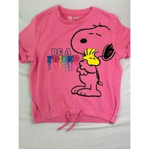 365 Girls Peanuts Snoopy Woodstock Pink T-shirt Size 10 Casual Cute Fun